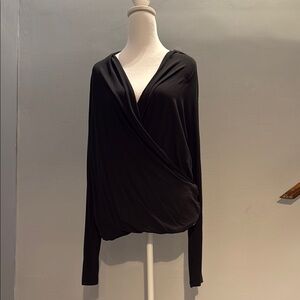 Banana Republic Black Wrap Blouse Velvet